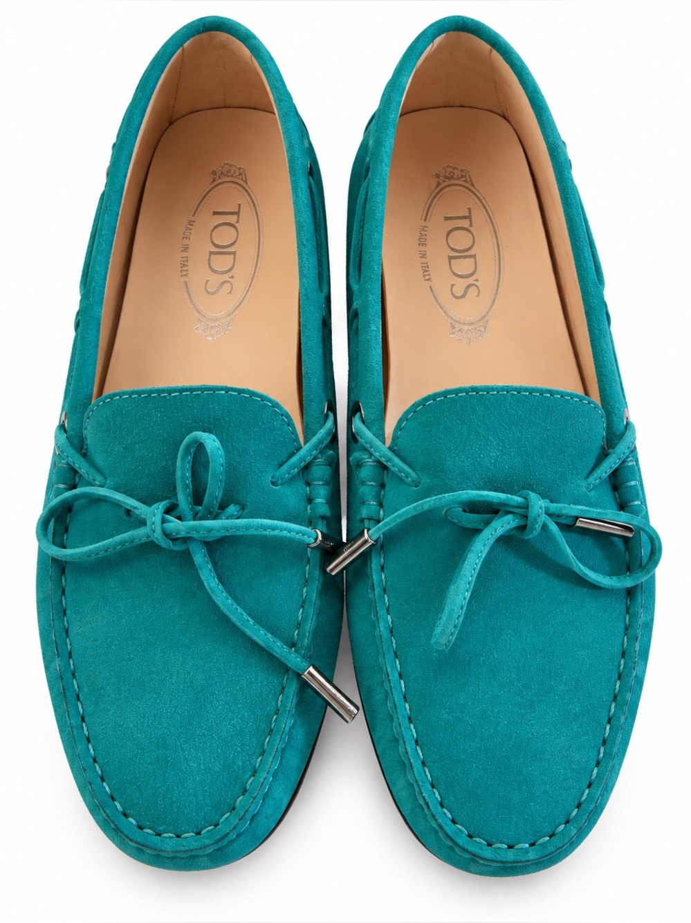 TOD'S Teal Suede Moccasin Driving Loafers